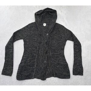 Effeci Woman's Double Breast Long Sleeve Hooded Sweater/ Cardigan Size Large